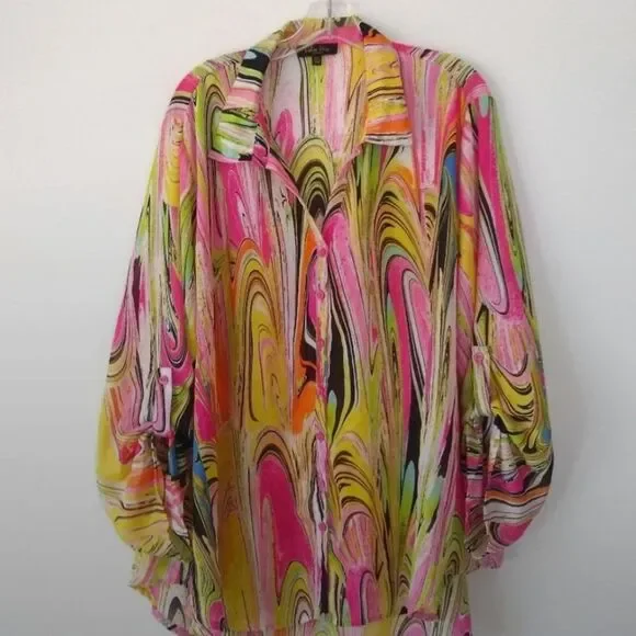 Melissa Paige Pshycadelic Design 1970 Inspired Button Down Shirt. - Picture 6 of 7